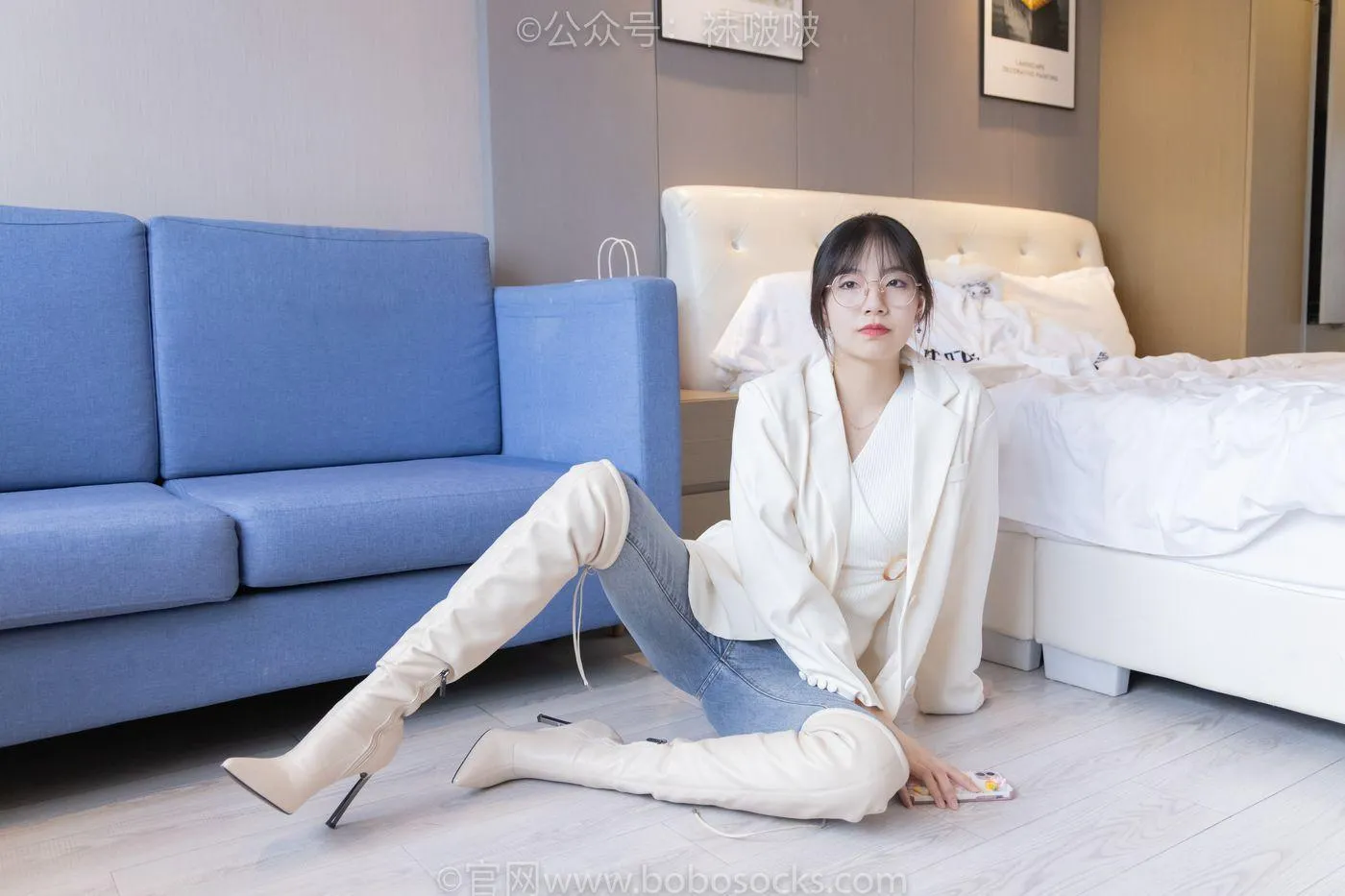 [BoBoSocks袜啵啵]NO.050 小甜豆-高跟长靴、白棉袜 [175P]插图7